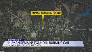Human remains found in burning car