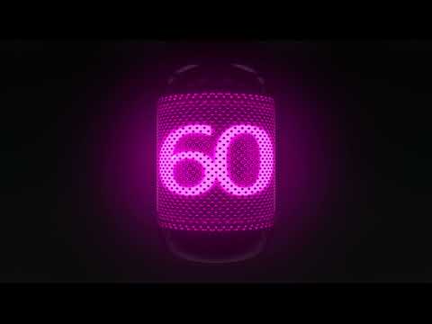 1 Minute Neon Countdown 60 Second 4K Video
