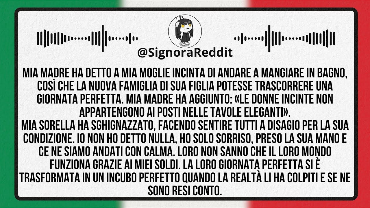 Mia Madre Ha Detto A Mia Moglie Incinta Di Mangiare In Bagno Così Che La Sua Nuova Famiglia...