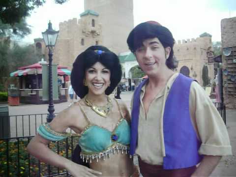 Aladdin and Jasmine say Hi to Joey