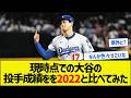 【しゅごい】現時点での大谷の投手成績をを2022と比べてみたw【野球まとめ】