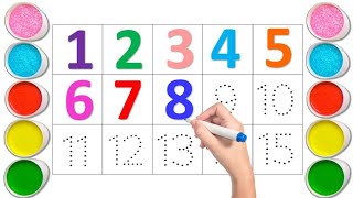 1 to 15 counting // handwriting number // preschool learning video // one two three four // colours