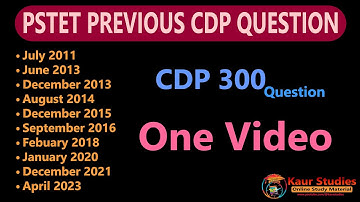 CDP All Previous Year Question Paper in One video | Pstet Paper 2 | Child Development and Pedagogy
