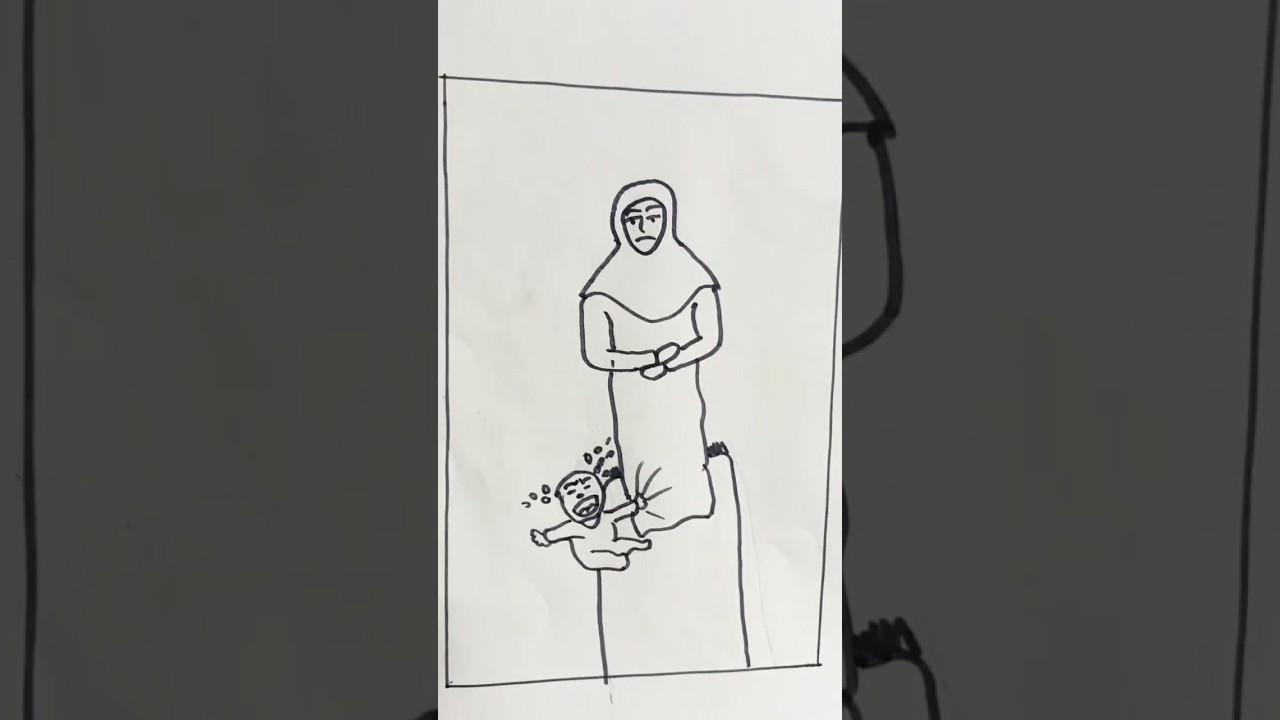 Islamic Mother with child drawing || 