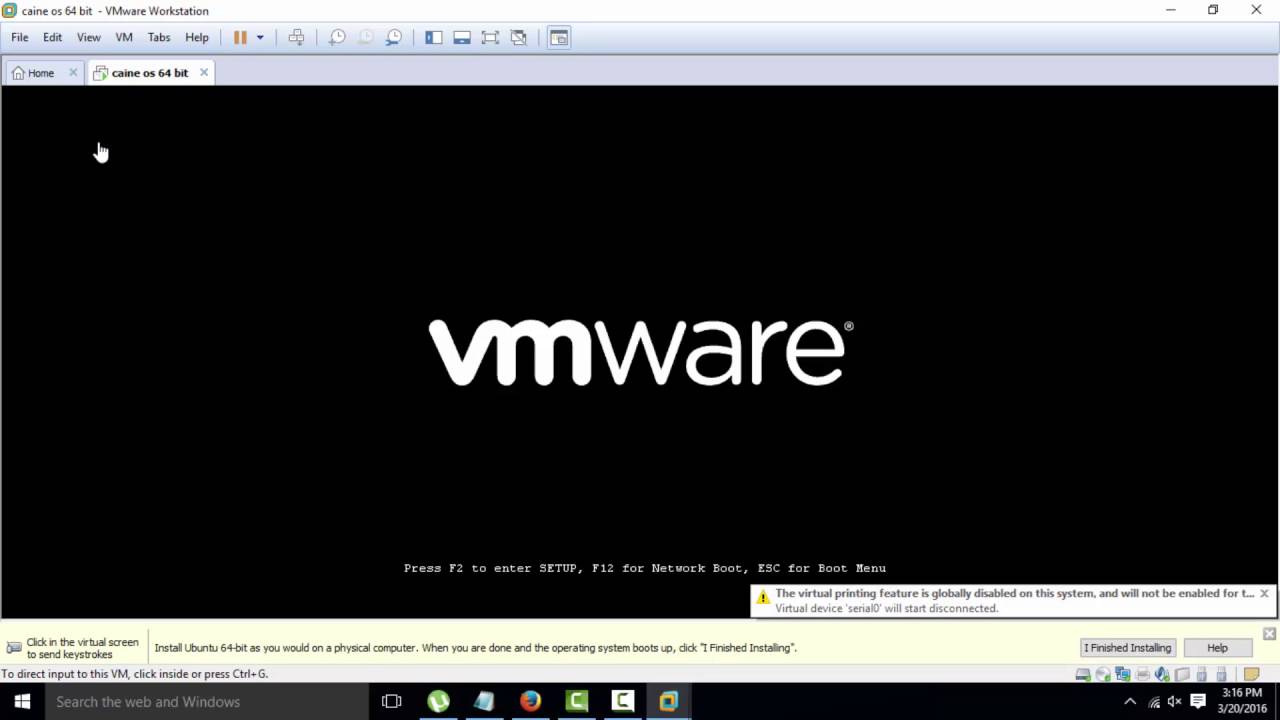 Caine Linux Installation On Vmware Workstation Youtube