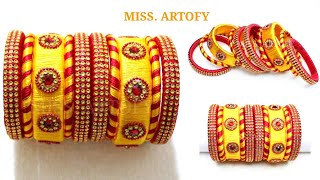 Make Bangles in only 5 Materials ||DIY Red and Yellow Bangles Set By MISS. ARTOFY