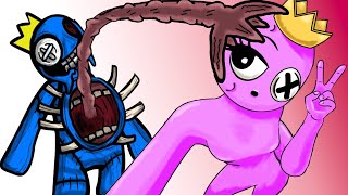 Hungry Blue Monster Wants to eat Pink But he Loves Her - Among us Rainbow friends Animation