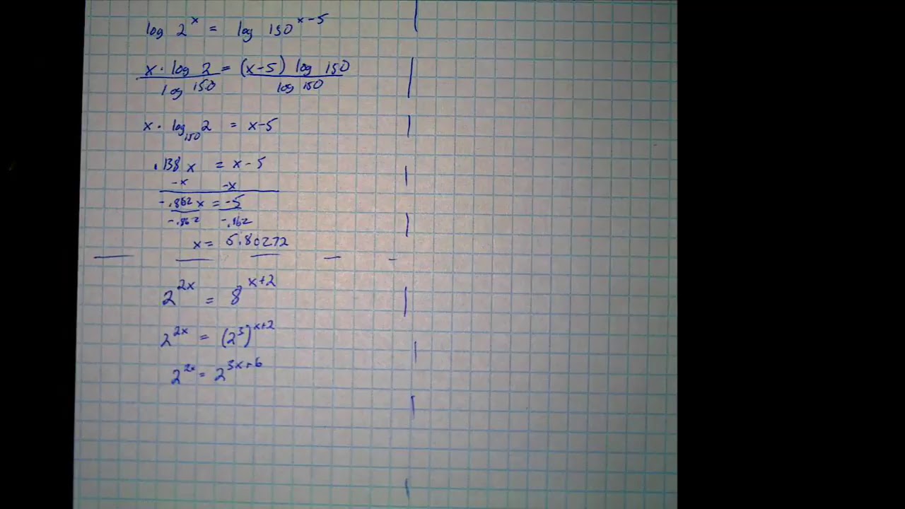 Exponential and Log Equations - YouTube