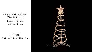 Lighted Outdoor Spiral Christmas Cone Tree with Star - 3' - Clear Lights | Northlight YS90348