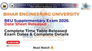 BEU Supplementary Exam 2026 Date Sheet Released | Check Exam Dates