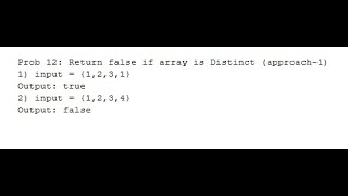 Famous Prob 12: Return false if array is Distinct (approach-1) Wealth