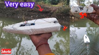how to make a mini boat ⛵ with thermocol DC motor very powerful at home #boat #video