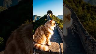 TacoCat at the Great Wall of China 🐾🐉 Epic Views & Chill Vibes!