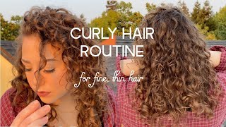 CURLY HAIR ROUTINE FOR FINE THIN HAIR, FRIZZ FREE | h0ebart