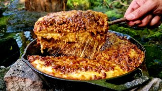 The Best Lasagna Ever cooked in Nature 🔥ASMR Cooking