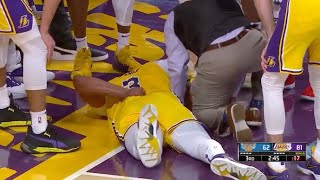 Anthony Davis SCARY BACK INJURY, can barely get up and walk