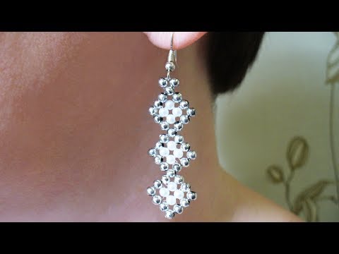 Серьги ромбики из бисера схемы