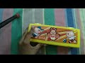 Unboxing pencil box with white board and secret compartment