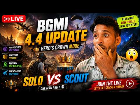 🔴 BGMI 4.4 UPDATE LIVE 😱 | SOLO | Hero’s Crown Mode | iPad Mini 6 | Hindi