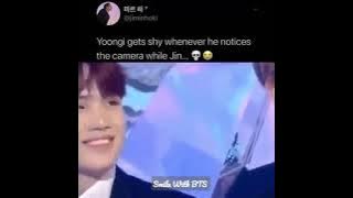 Yoongi gets shy whenever he notices the camera While Jin.... 💀😭