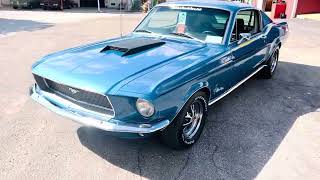 Sold 1968 Ford Mustang fastbackAmazing Acapulco blue paintResto mod 351 Windsor AC for sale