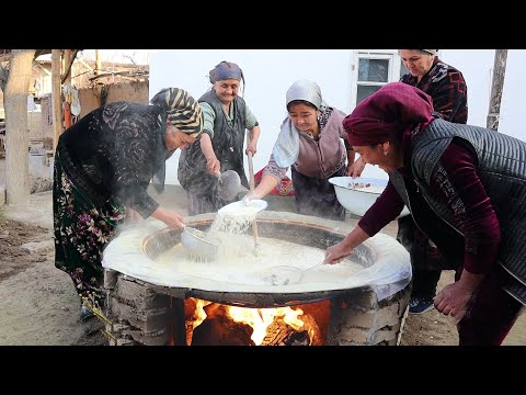 Как готовят легендарный сумаляк | Узбекская натуральная нутелла | Uzbek natural nutella Sumalak