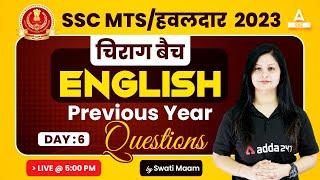 SSC MTS 2023 | SSC MTS English Classes by Swati Tanwar | Previous year Questions Day 6