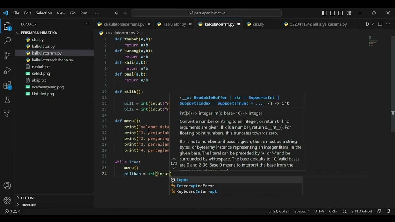 tutorial membuat kalkulator sederhana menggunakan python - YouTube