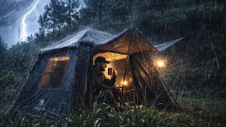💯Enjoying Bad Weather, Lightning Storms and Very Heavy Rain ⛈️ Camping in Heavy rain 