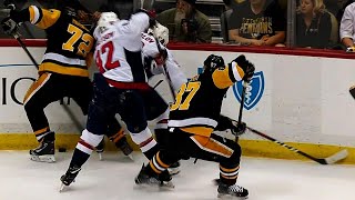 Crosby trips up Kuznetsov then gets denied by Holtby