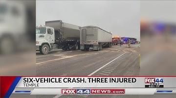 Six-vehicle crash causes road closure, three injured