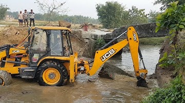 JCB Dozer Breaking Bridge Wall - JCB Working For New Bridge Construction - Dozer Video 4