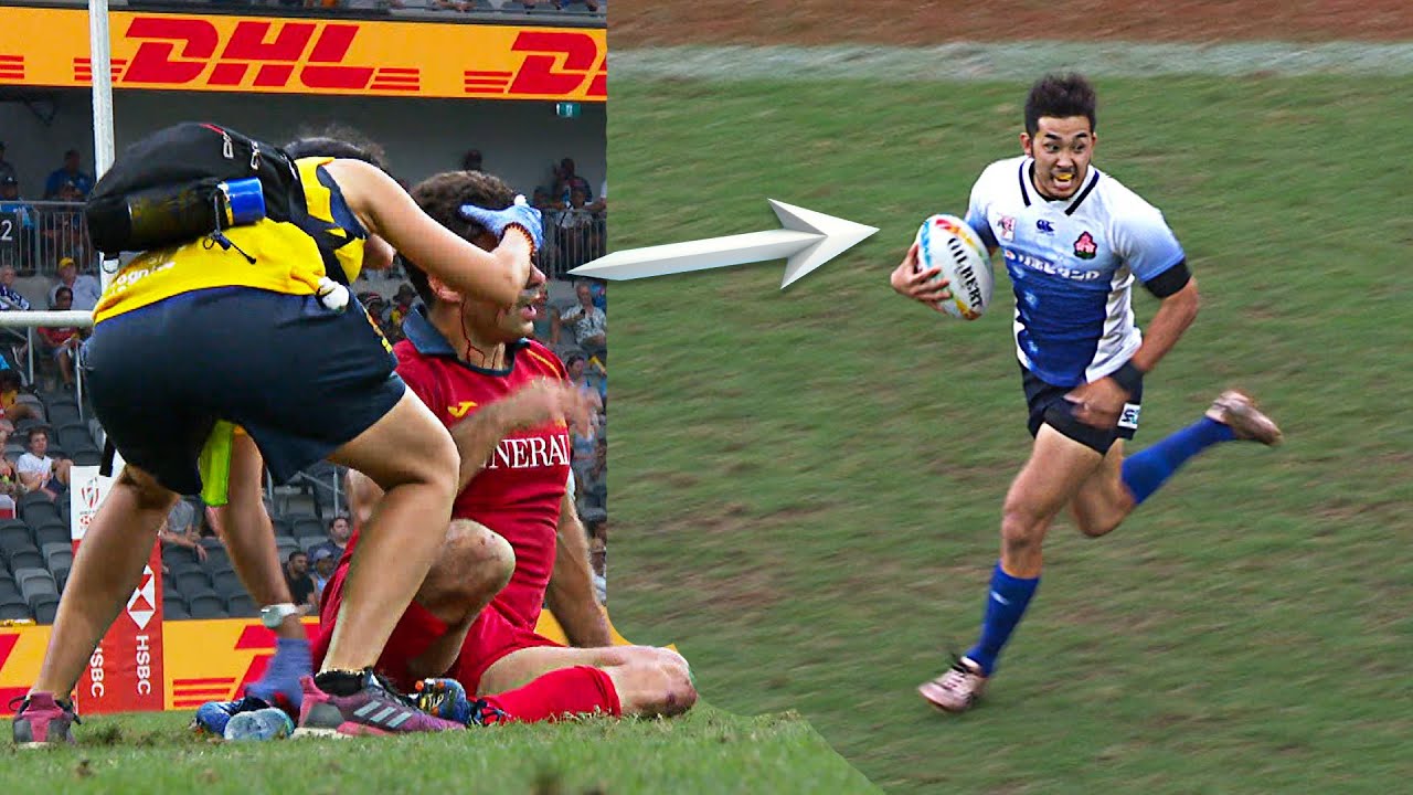 The stunning moment an injured rugby player sees the other team is about to score