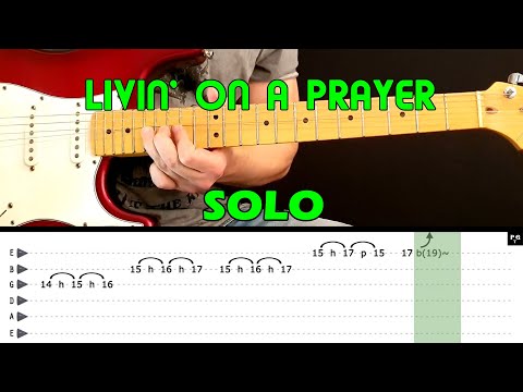 LIVIN' ON A PRAYER - Guitar lesson - Guitar solo (with tabs) - Bon Jovi - fast \u0026 slow version