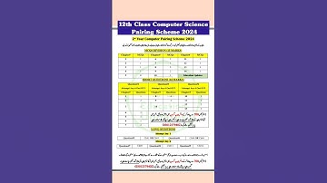 2nd Year Computer Science Pairing Scheme 2024 #BoardExam2024