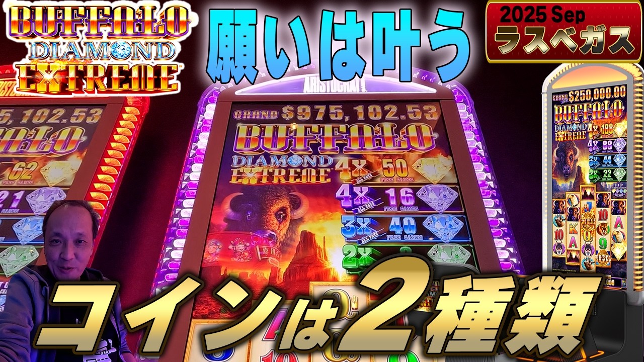 コインの種類で勝敗が大きく変わるド派手マシーンBUFFALO DIAMOND EXTREME/2025年9月
