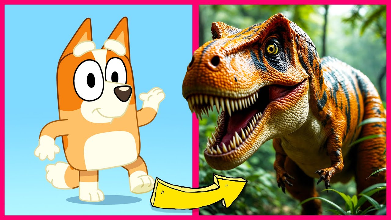 How Bluey Characters Look as Dinosaurs + Favorite SNACKS 🥰Bluey💙Chilli🐶Bandit🐕Bingo❤️Socks💙