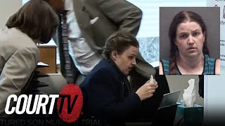 Panic Attack in Court while Texts Read in Tortured Son Murder Trial