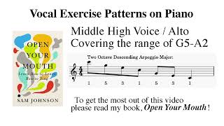 Vocalise: Two Octave Descending Major Arpeggio for Alto | Piano Track | Open Your Mouth Series