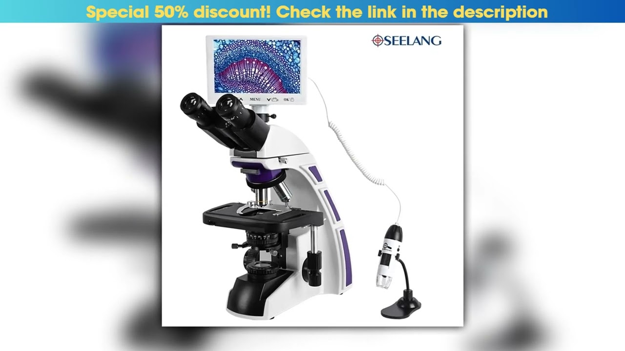 Professional Trinocular Compound microscope Lab biological zoom HD 7inch LCD HDMI VGA electronic