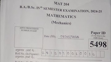 Bsc 4th semester maths mechanics (MAT204) answer key 2025/mechanics answer key
