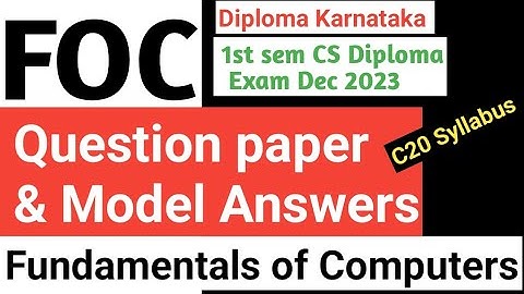 FOC Question Paper & Answers|#Diploma exam Dec 2023|#FOC Fundamentals of computers#Question Paper