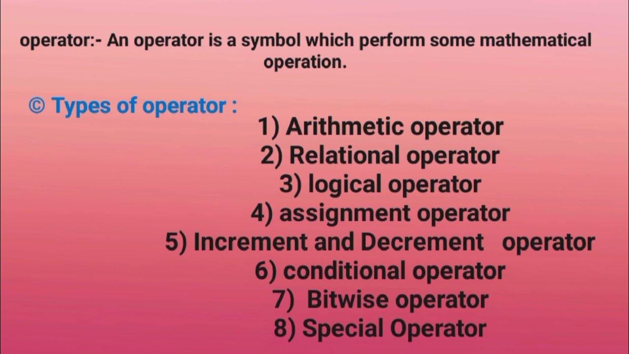 Types of operator c language| c language | fy BCA | imp questions bca ...