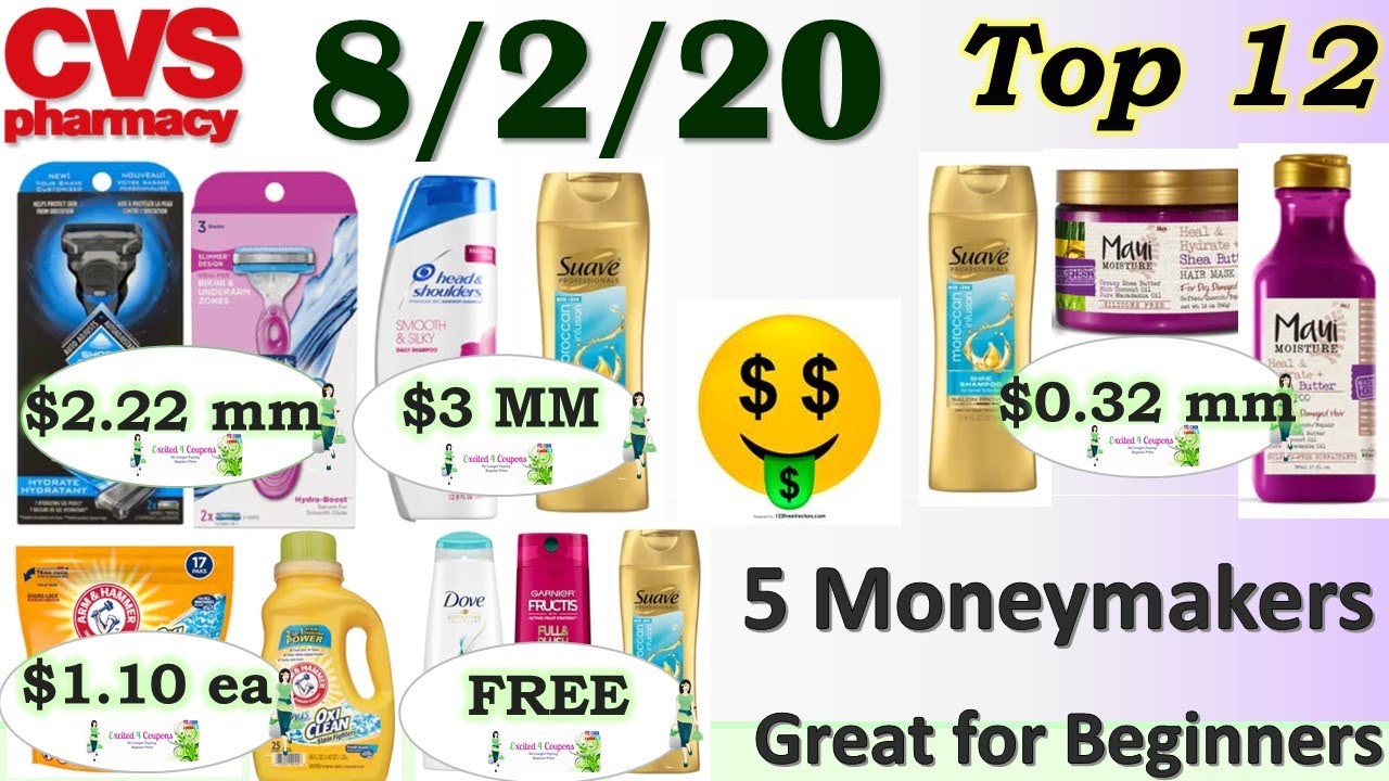CVS 8/2/20 - Top 12 Deals - Some Free & MM - (Maui, Suave, Schick & more) 2 List option Included