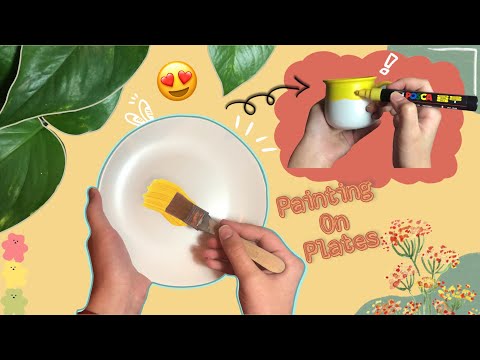 رسمت على أطباق وأكواب لأول مرة | painting on plates(summer theme)