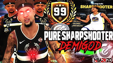 NB2K20 BEST PURE SHARPSHOOTER BUILD EVER! CURRY&RAY ALLEN DEMIGOD BUILD