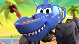 Marty El Tiburón Monstruoso y Moe La Grúa Monstruosa tienen una Carrera! | Dibujos animados