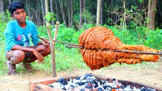 Primitive Technology - Eating Delicious - Beef Leg Tandoori | Hunter Cooking