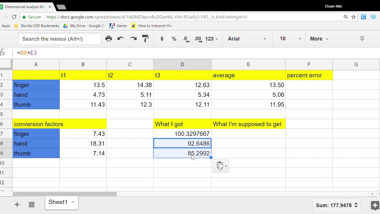 Functions And Percent Error In Sheets Youtube