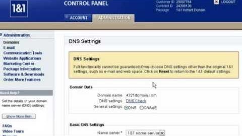 Creating Private Nameservers at 1and1.com